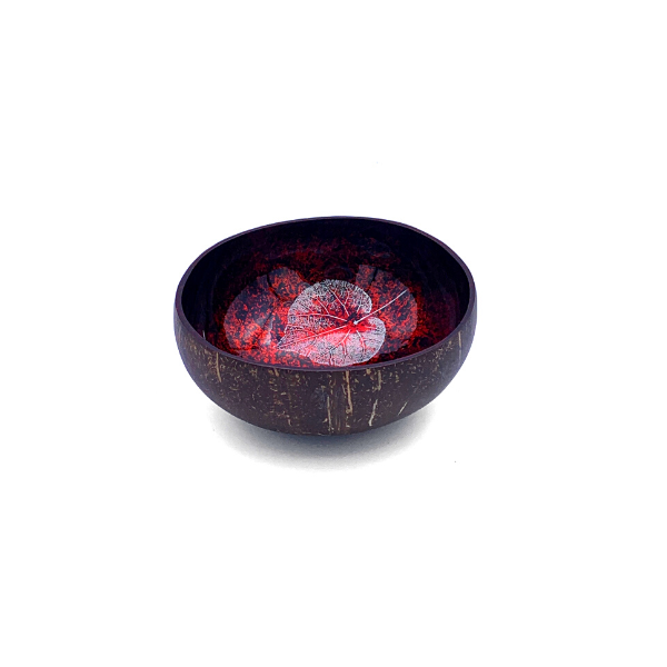 bol coco peint à motif bamboo spirit feuille rouge